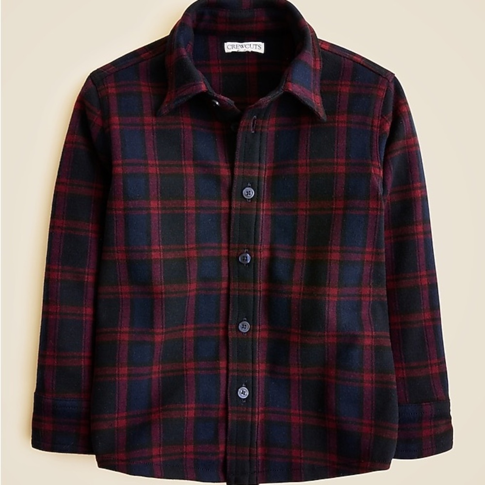 Crewcuts Kids' heavyweight Seaboard soft-knit shirt in navy plaid size 14 - Picture 2 of 6